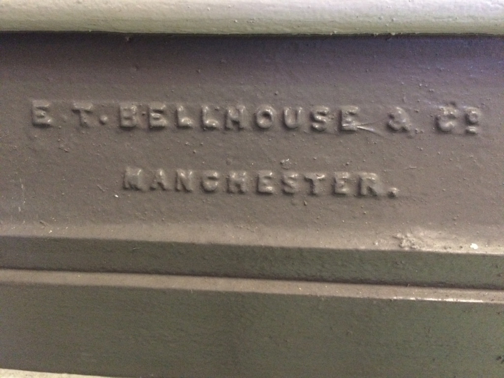 Picture of Bellhouse's name cast into an iron girder