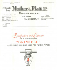 Specification document of one of Mather and Platt's automated sprinklers