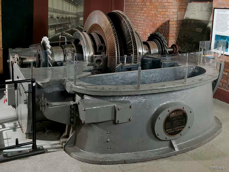 Picture of the Brush Ljungstrom turbine in situ at the Museum of Science and Industry, Manchester