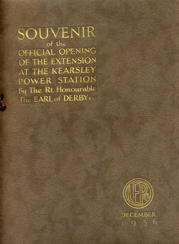 Souvenir brochure from the official opening of the extension at Kearsley Power Station, 1936.