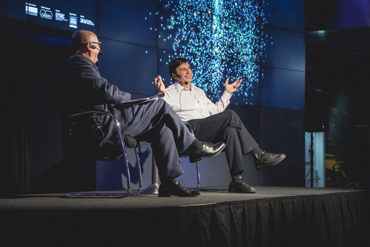 Sir Andre Geim in conversation with Roger Highfield at the Museum of Science and Industry