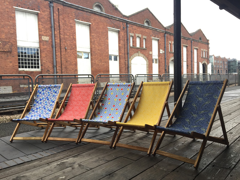Deckchairs on the station platform at MSI
