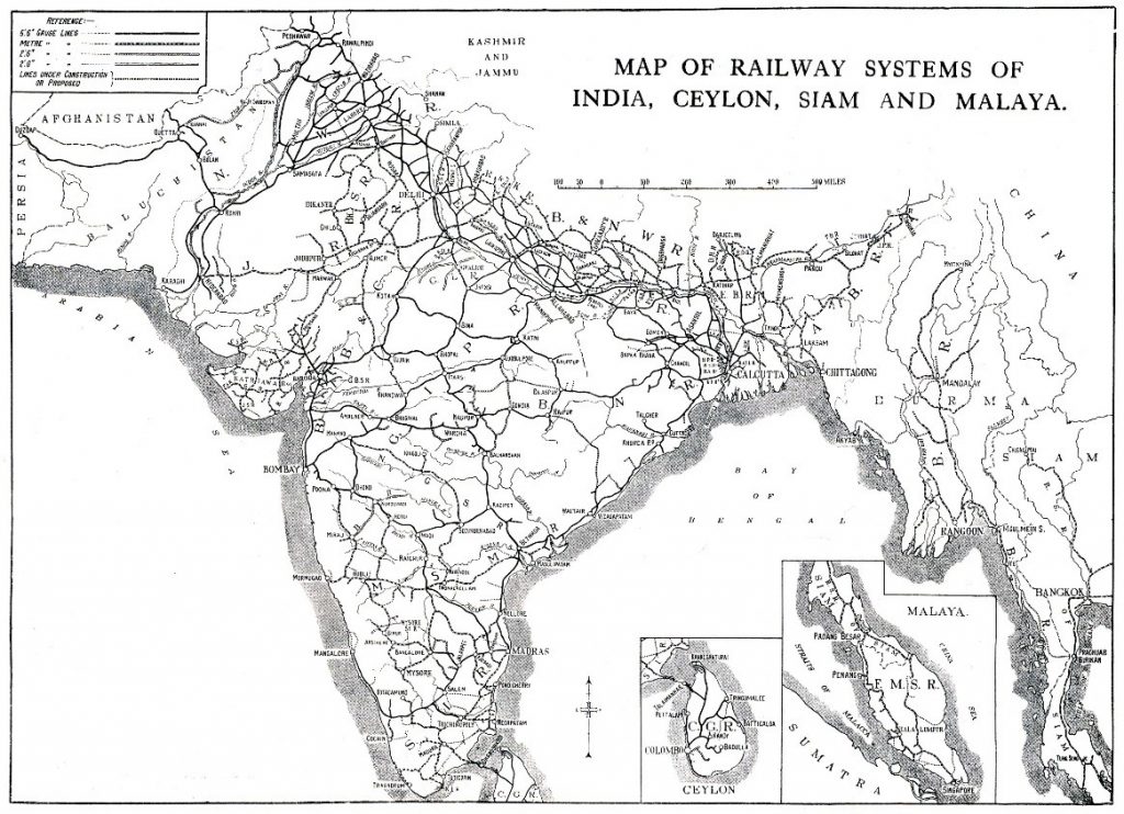 Map of the Indian Railway system in 1931, prior to partition