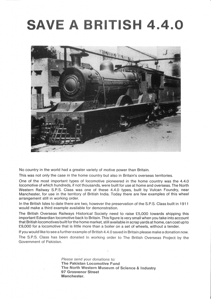 Save a British 4-4-0 Locomotive Campaign Leaflet