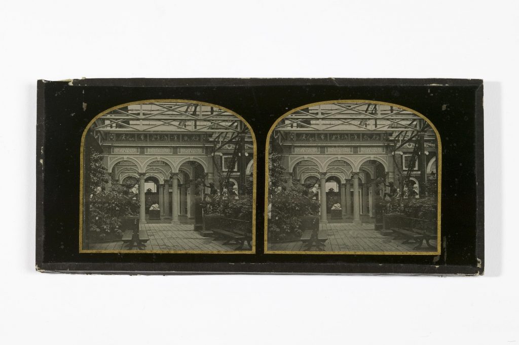 Collodion positive stereoscopic photograph of a colonnade, possibly taken by J. B. Dancer at the Manchester Arts, 1857. © Museum of Science and Industry, Manchester / SSPL. Creative Commons BY-NC-SA