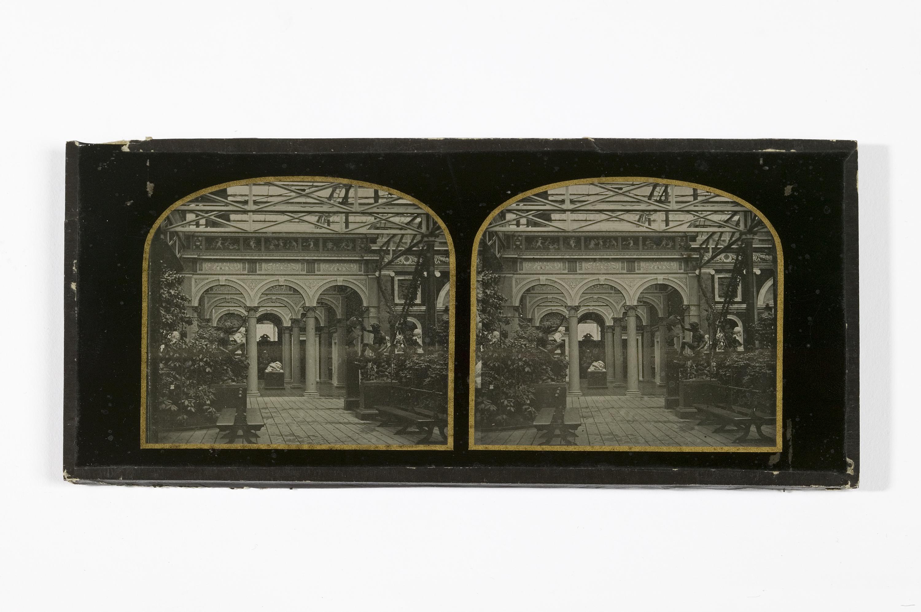 Collodion positive stereoscopic photograph of a colonnade, possibly taken by J. B. Dancer at the Manchester Arts, 1857. © Museum of Science and Industry, Manchester / SSPL. Creative Commons BY-NC-SA 