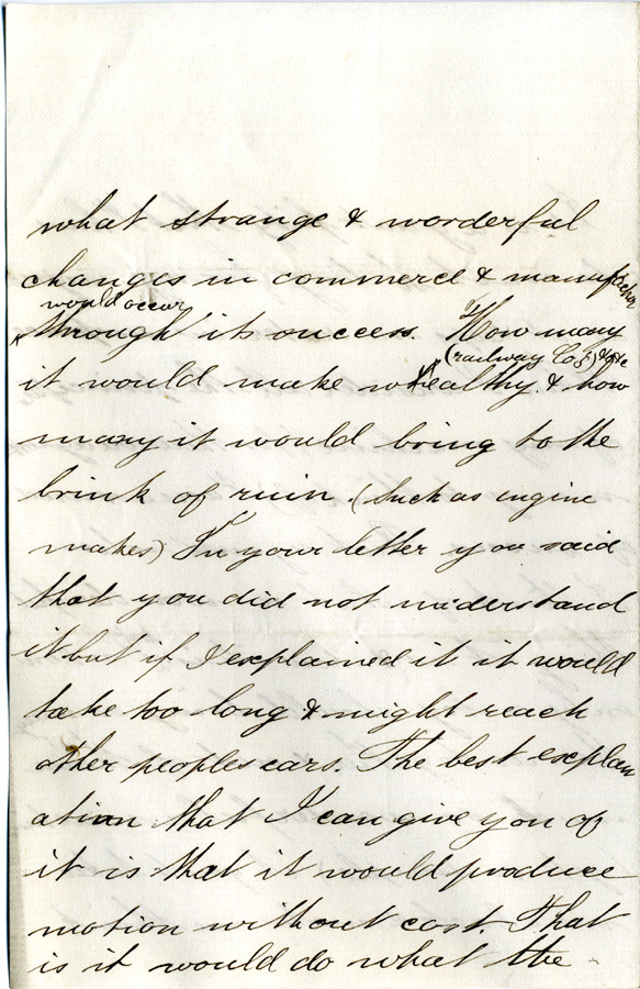 Pages from Ferranti’s letter to his mother, describing his invention