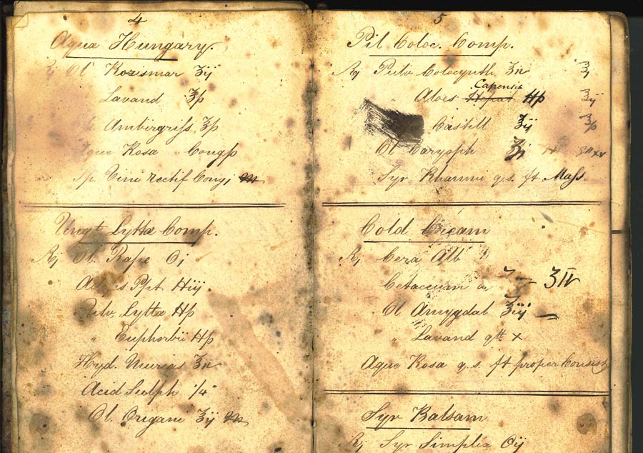 Page from recipe book of Esau Bomford, chemist, 1834