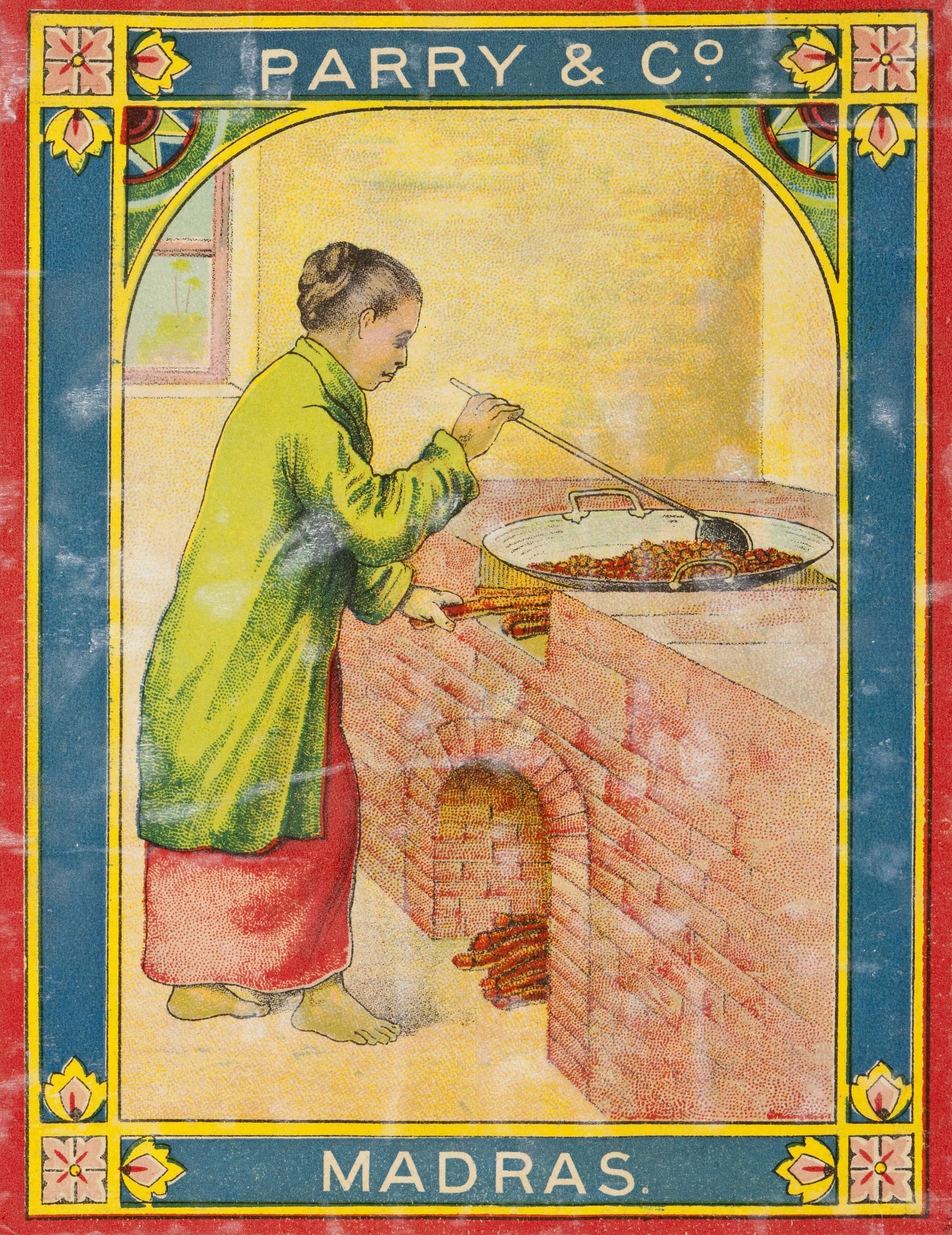 A shipper's ticket from the collection at the Museum of Science and Industry showing a woman ladling food in a pan
