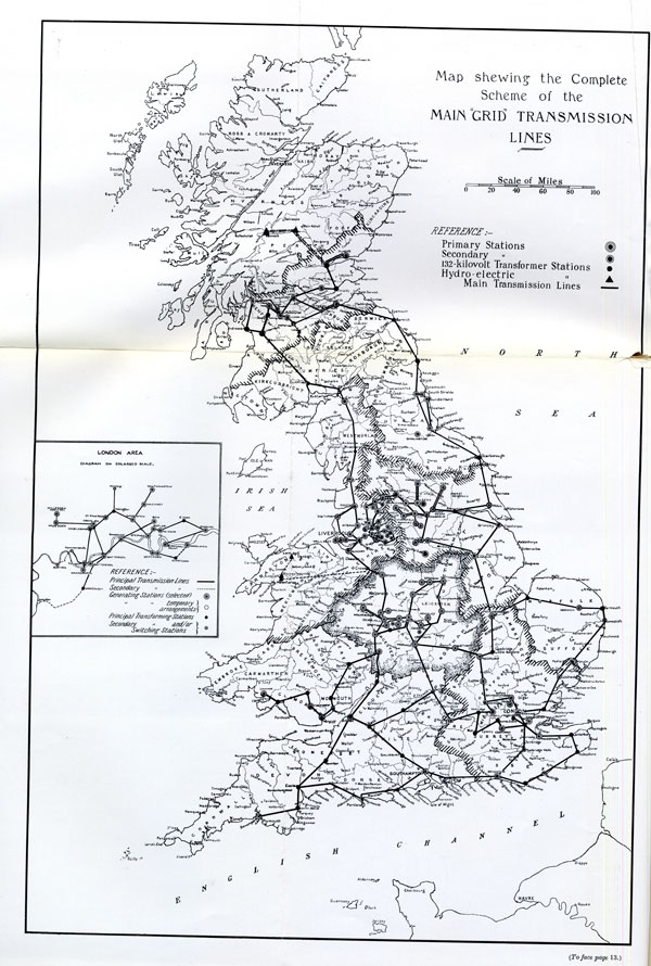 Central Electricity Board map showing the main grid transmission lines