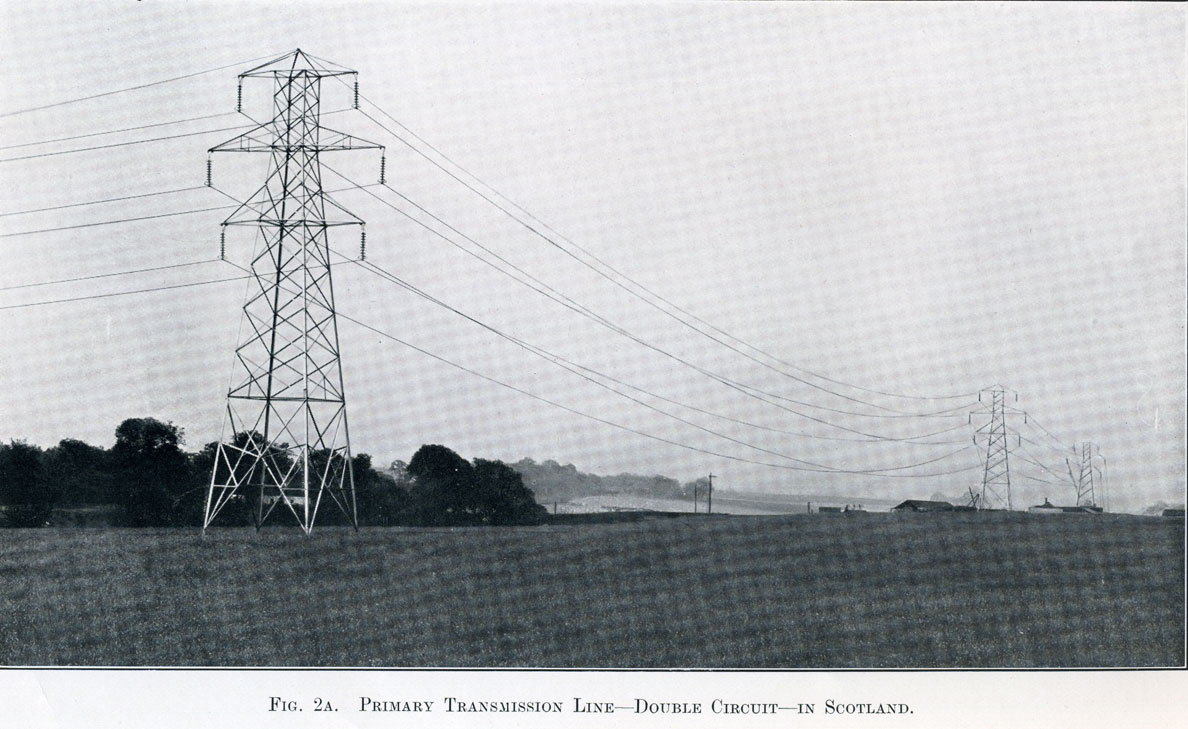 Annual Report of the CEB 1928 images showing pylons installed in Scotland