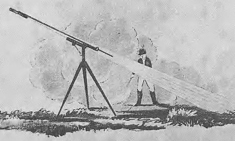 Firing a Congreve rocket from a tripod, 1814