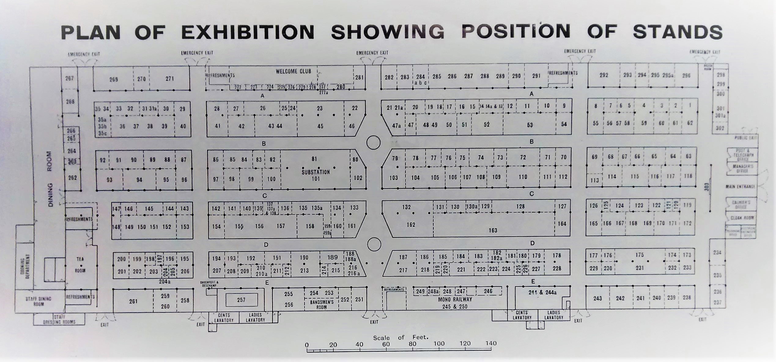 List of exhibitors and plan of stands at the Manchester Electrical Exhibition printed in Electrical Engineering