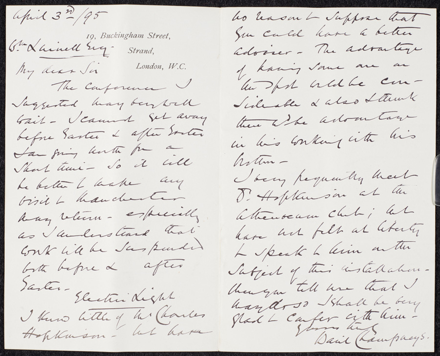 Letter from Basil Champneys to William Linnell, copyright of the University of Manchester