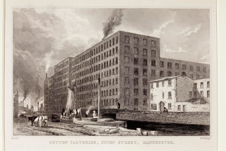 Cotton factories, Union Street, Manchester, around 1820