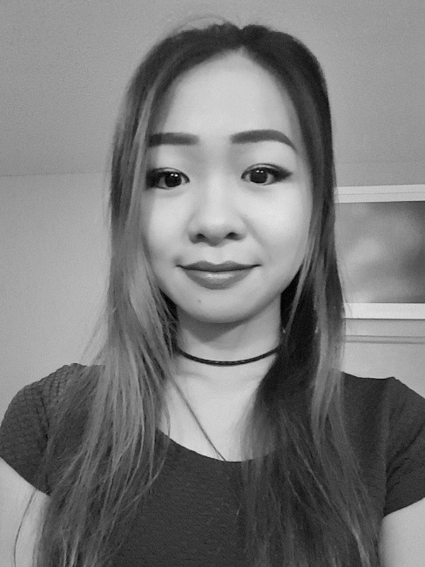 A black and white selfie of a woman