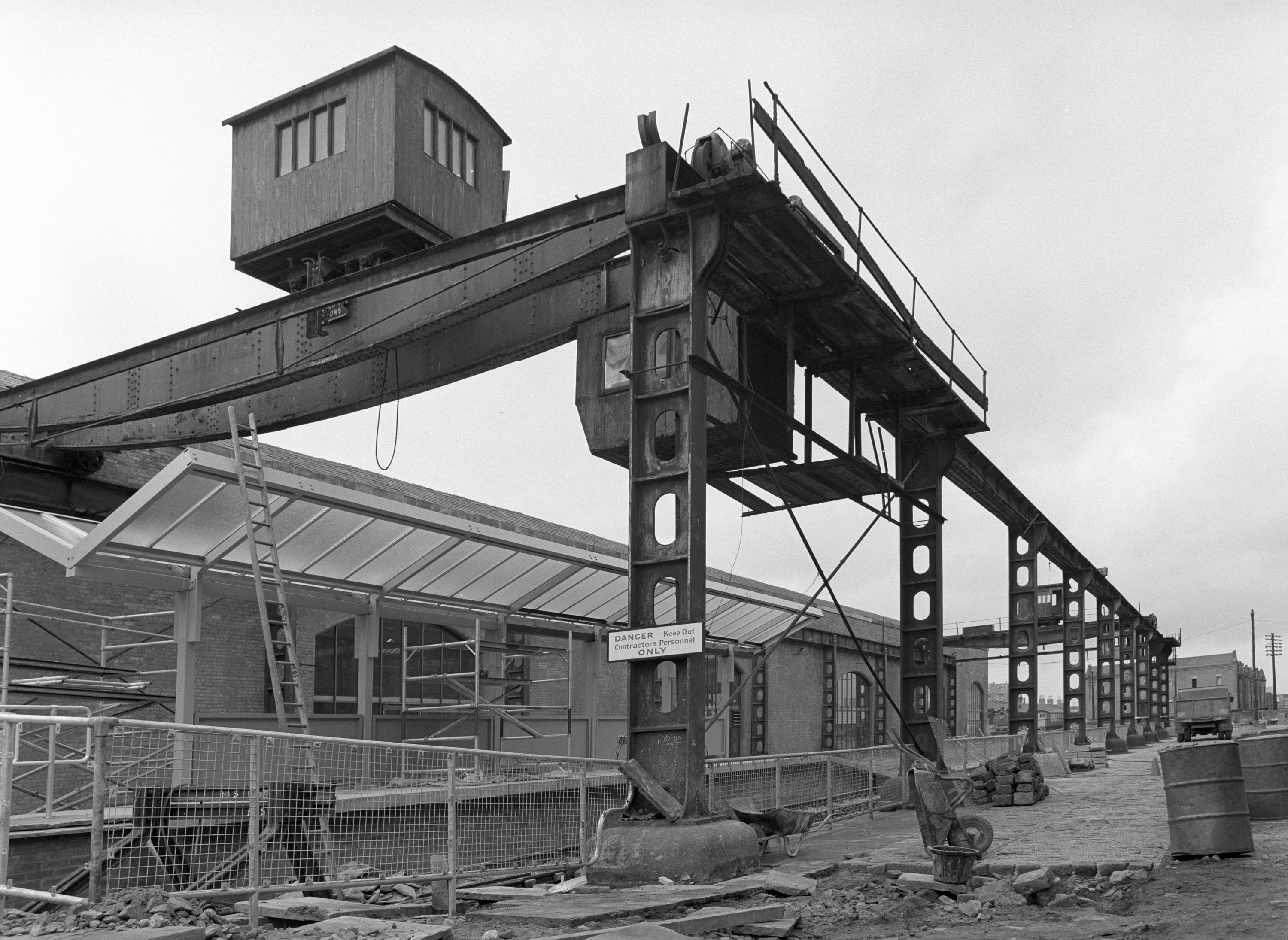 The crane gantry, 1982. Science Museum Group.