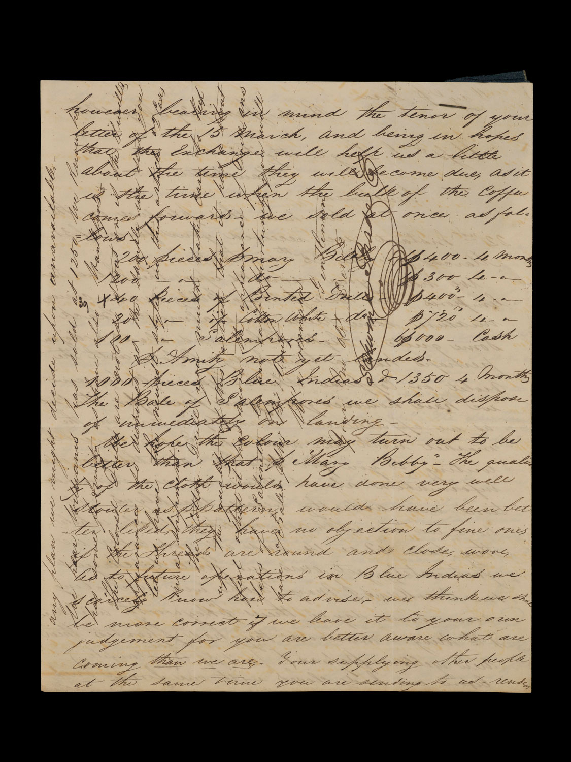 A handwritten letter from the 1830s.