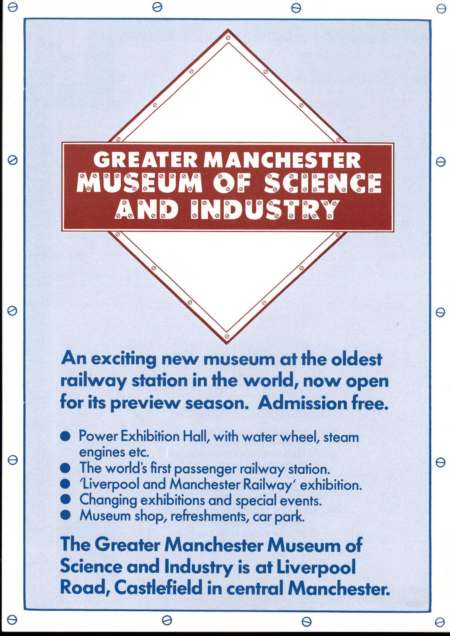 A leaflet from 1983 for the Greater Manchester Museum of Science and Industry