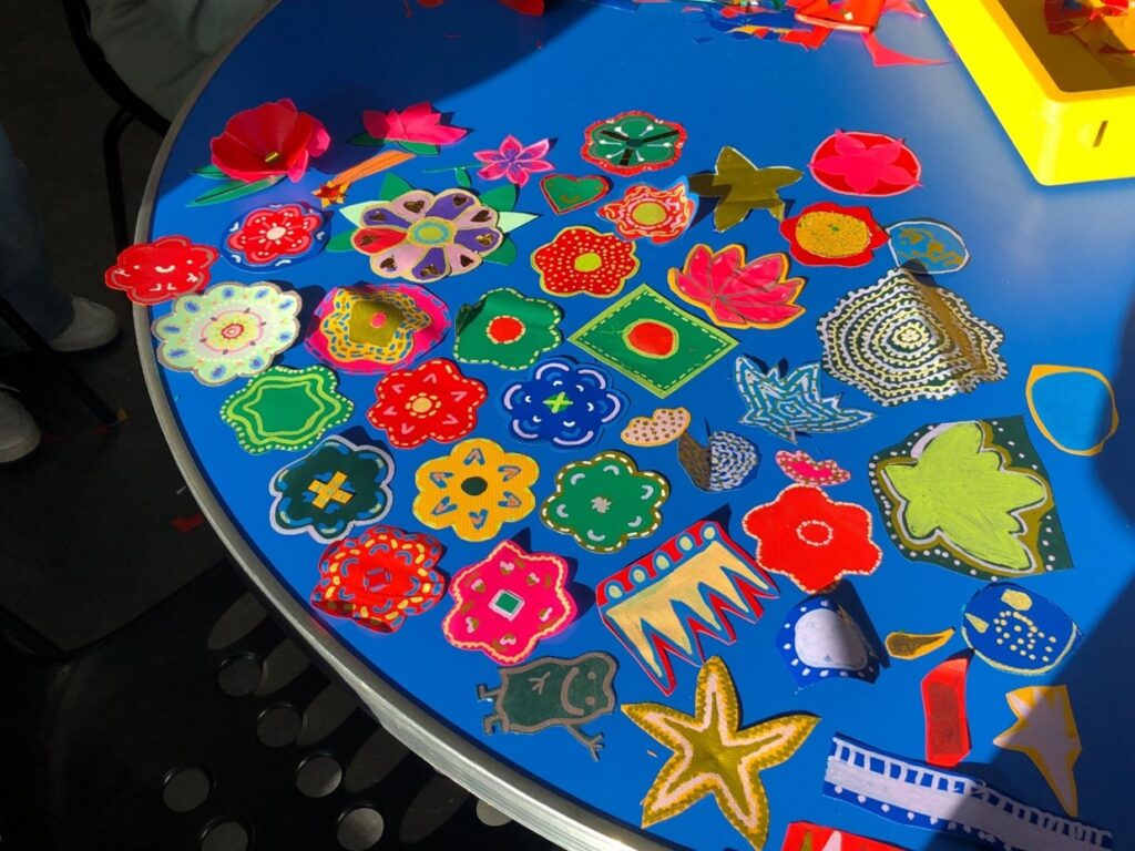 Colourful patterns arranged on a table