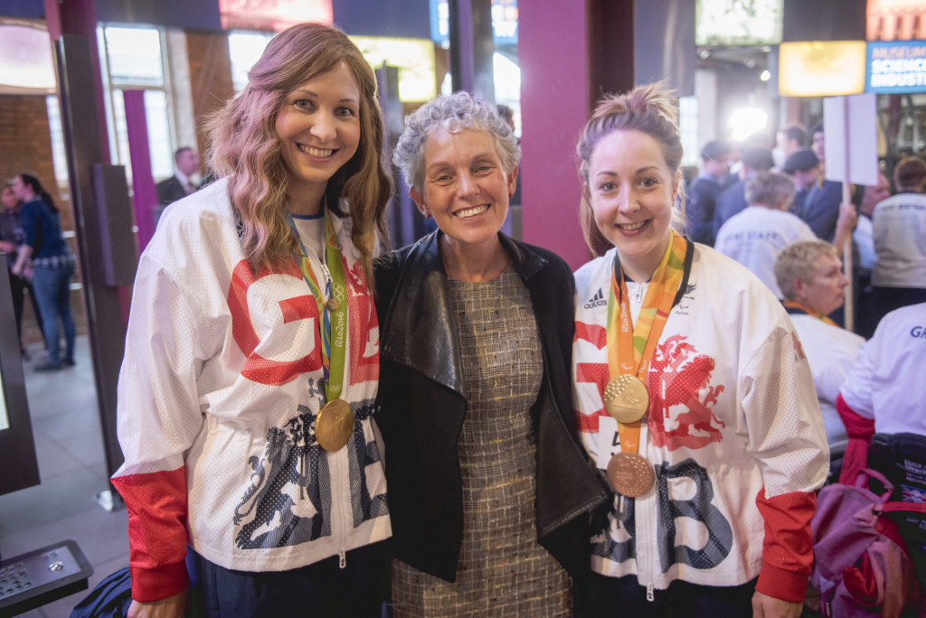 Picture of Olympic gold medallist cyclist Joanna Rowsell-Shand and MSI Director Sally MacDonald