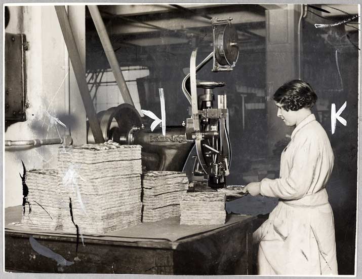 Pattern Stitching, 1931, Daily Herald Archive, ©National Media Museum Wire stitching pattern "swatches" in a C.P.A. works in Manchester.