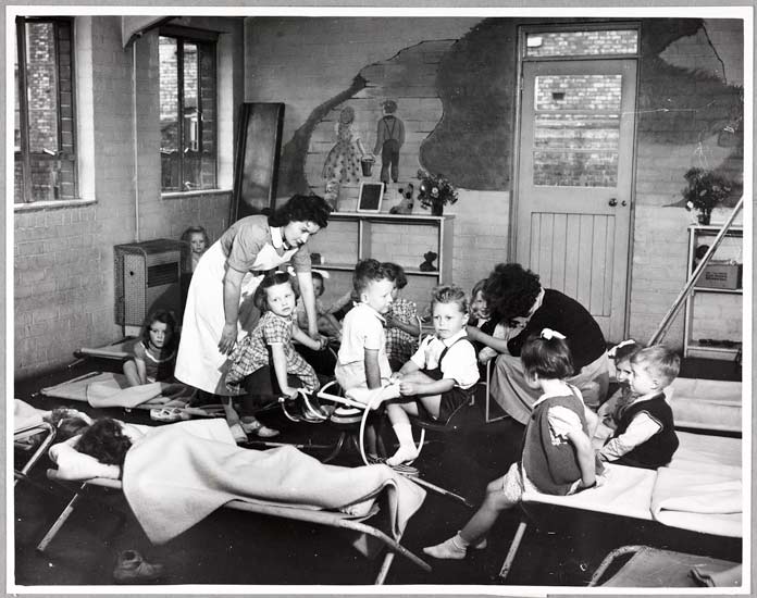 Droylsden by-election, 1951, Roland Hicklin, Daily Herald Archive, ©National Media Museum Children of mill workers at the Marlborough mill, Droylsden, at play in the mill.