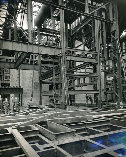 The boiler room at Kearsley Power Station under construction, c.1946 [Ref.1987.838/MS0496]