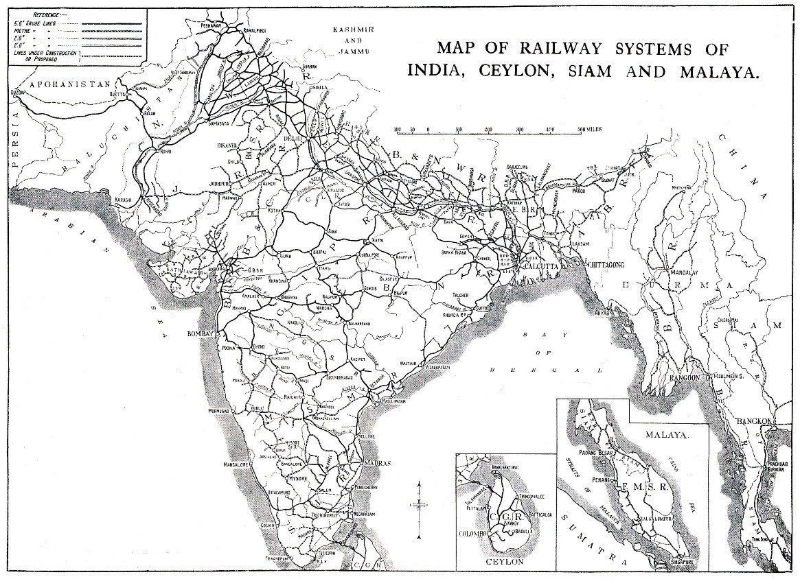 Map of the Indian Railway system in 1931, prior to partition 