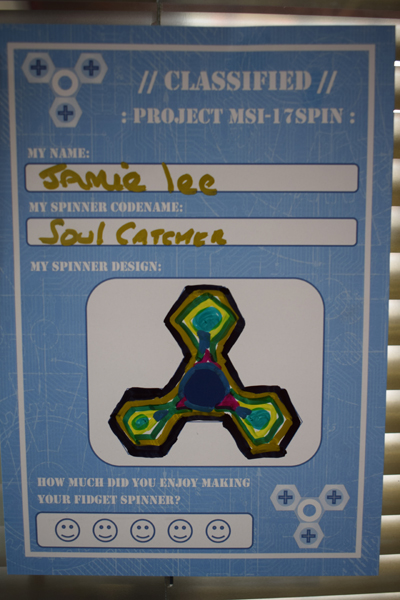 Fidget spinner designed by MSI visitors