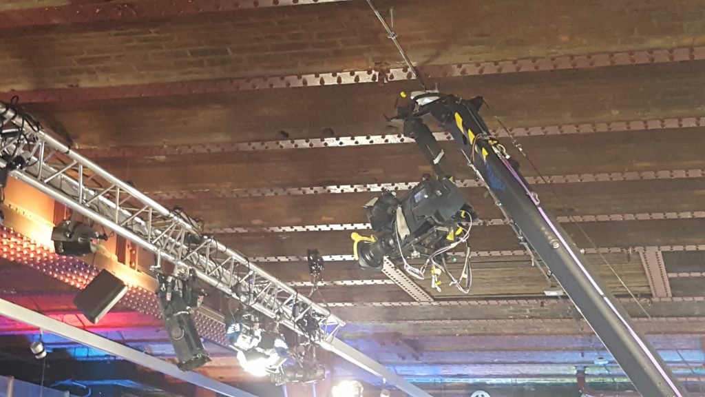 A camera wearing Pudsey the Bear ears at the BBC's filming of Children in Need at the Museum of Science and Industry