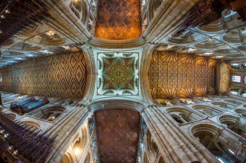 The ceiling under the tower at Peterborough Cathedral