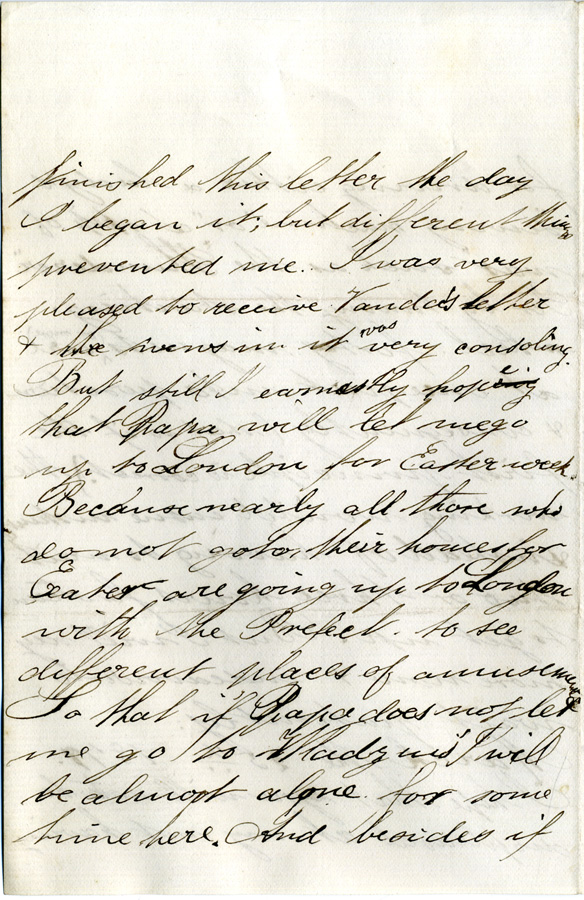 Letter from Ferranti asking permission to stay in London at Easter