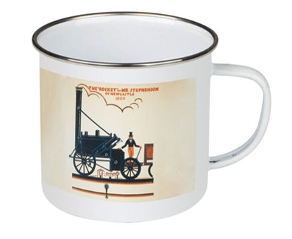 A mug with Stephenson's Rocket printed on the side