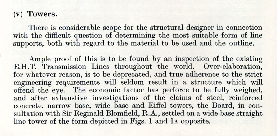 Annual Report of the CEB 1928 referring to the final design of the pylons
