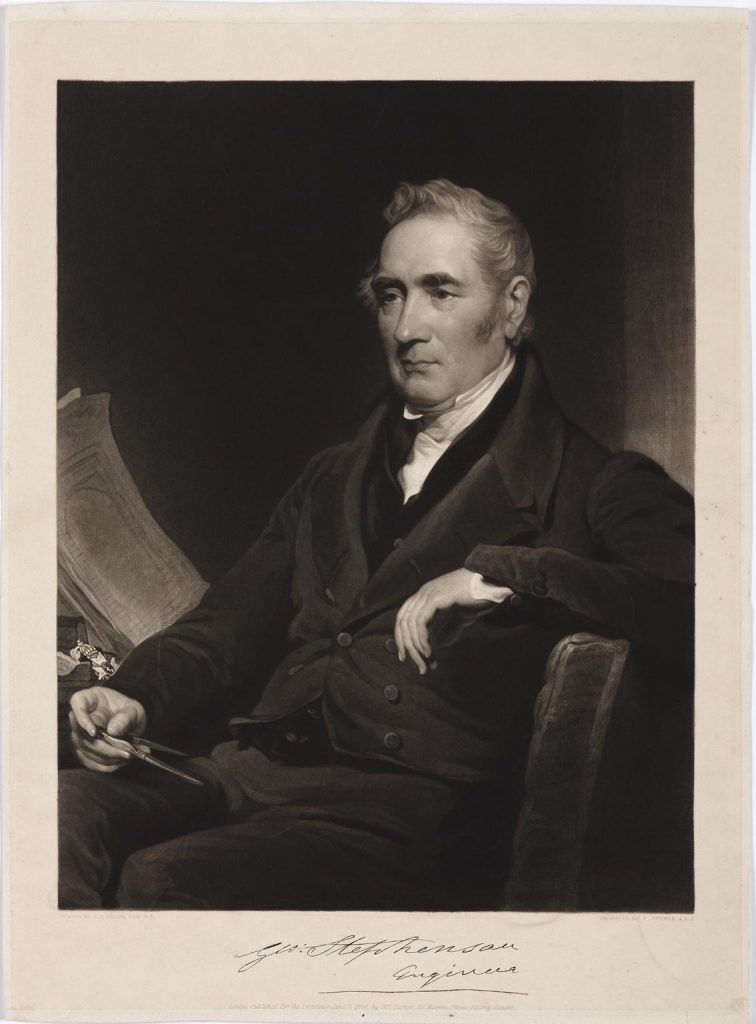 Black and white portrait of George Stephenson