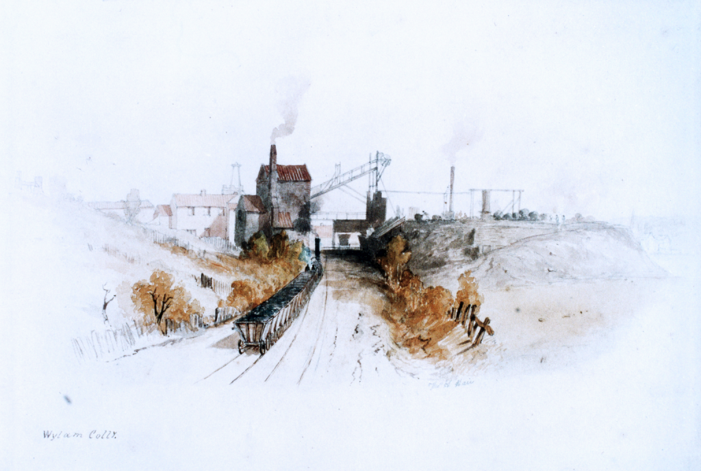 Wylam Colliery watercolour sketch by Thomas Hair