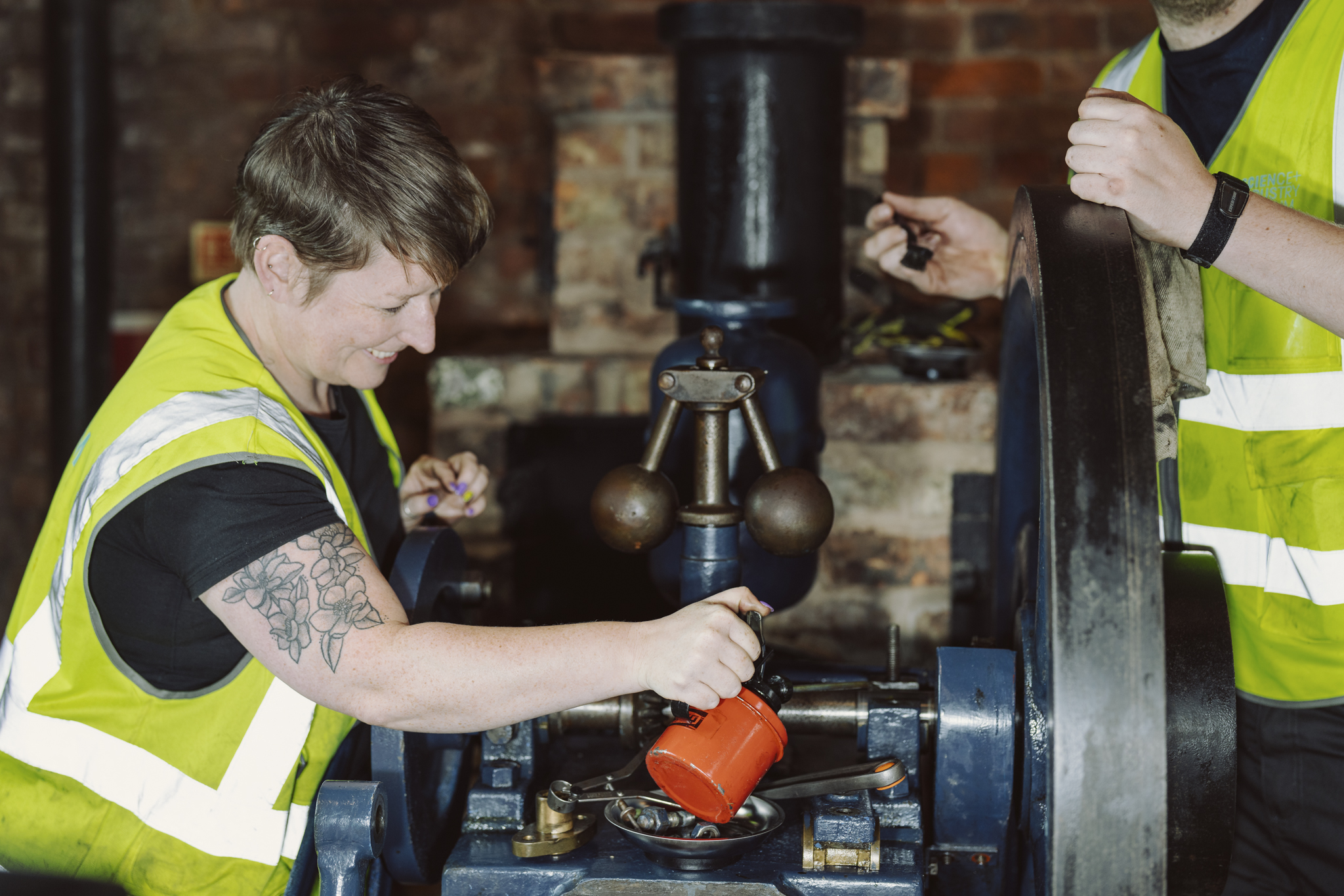 Technicians working on a machine
