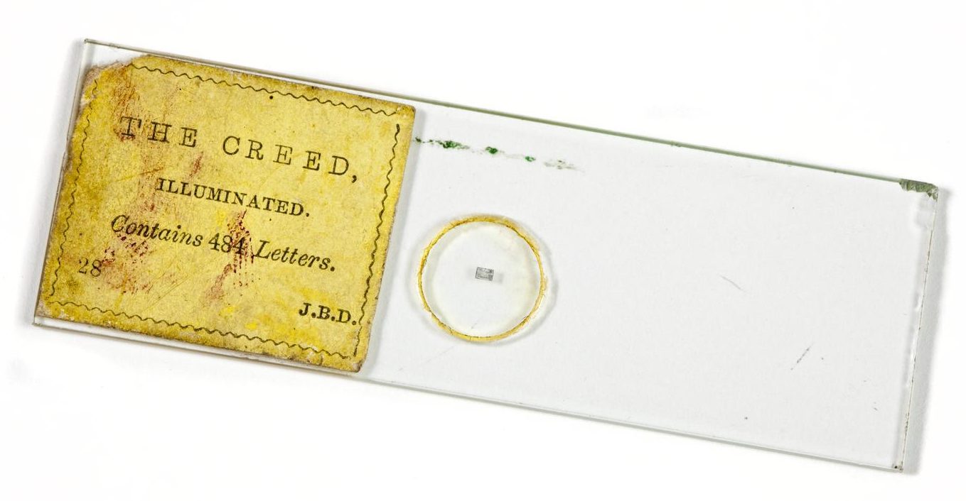 Microphotograph No.28 ‘The Creed Illuminated’ maker JB Dancer, c1850-1870.