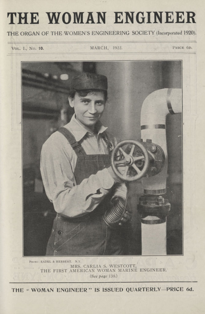 The cover page of the first volume of The Woman Engineer, March 1922.