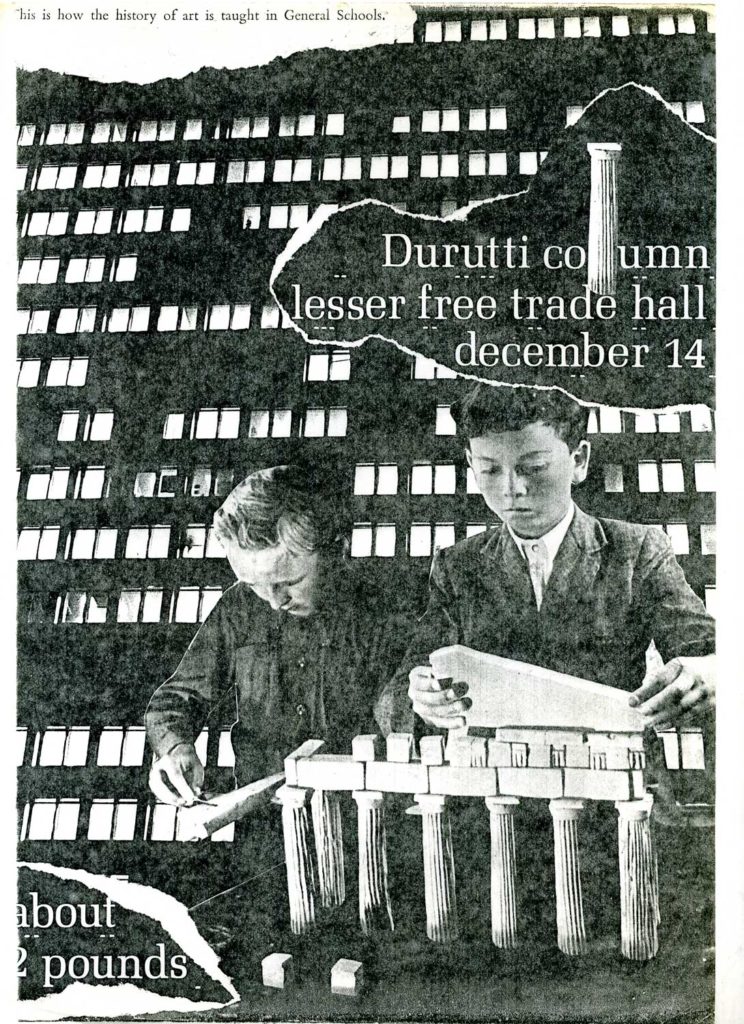 Durutti Column at the Lesser Free Trade Hall based on a poster by Jon Savage, courtesy of Jon Savage