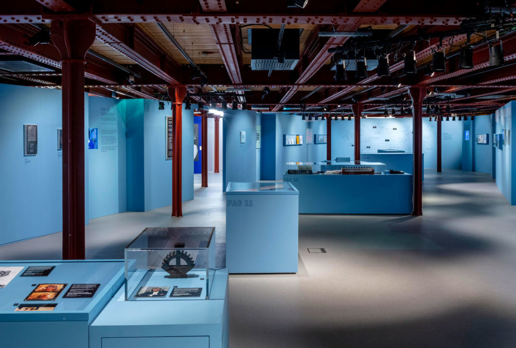 Gallery view of The Street section of Use Hearing Protection, showing Ben Kelly’s creative direction on the design