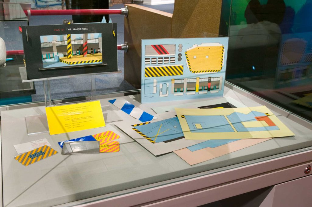 A deconstructed cardboard model of the Hacienda nightclub, on display in a museum
