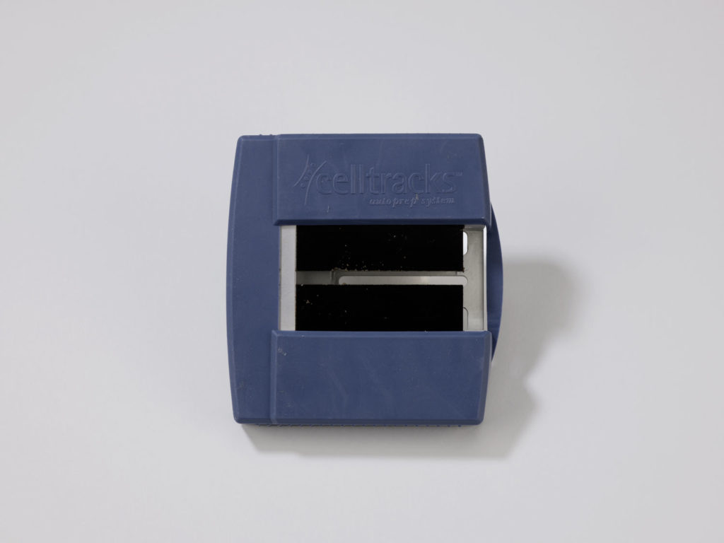 A blue plastic medical device