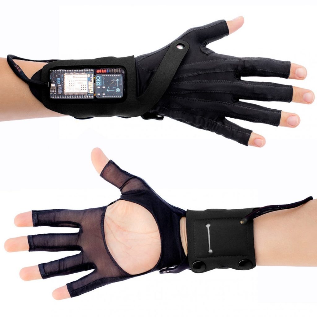 The front and back of a MIMU glove