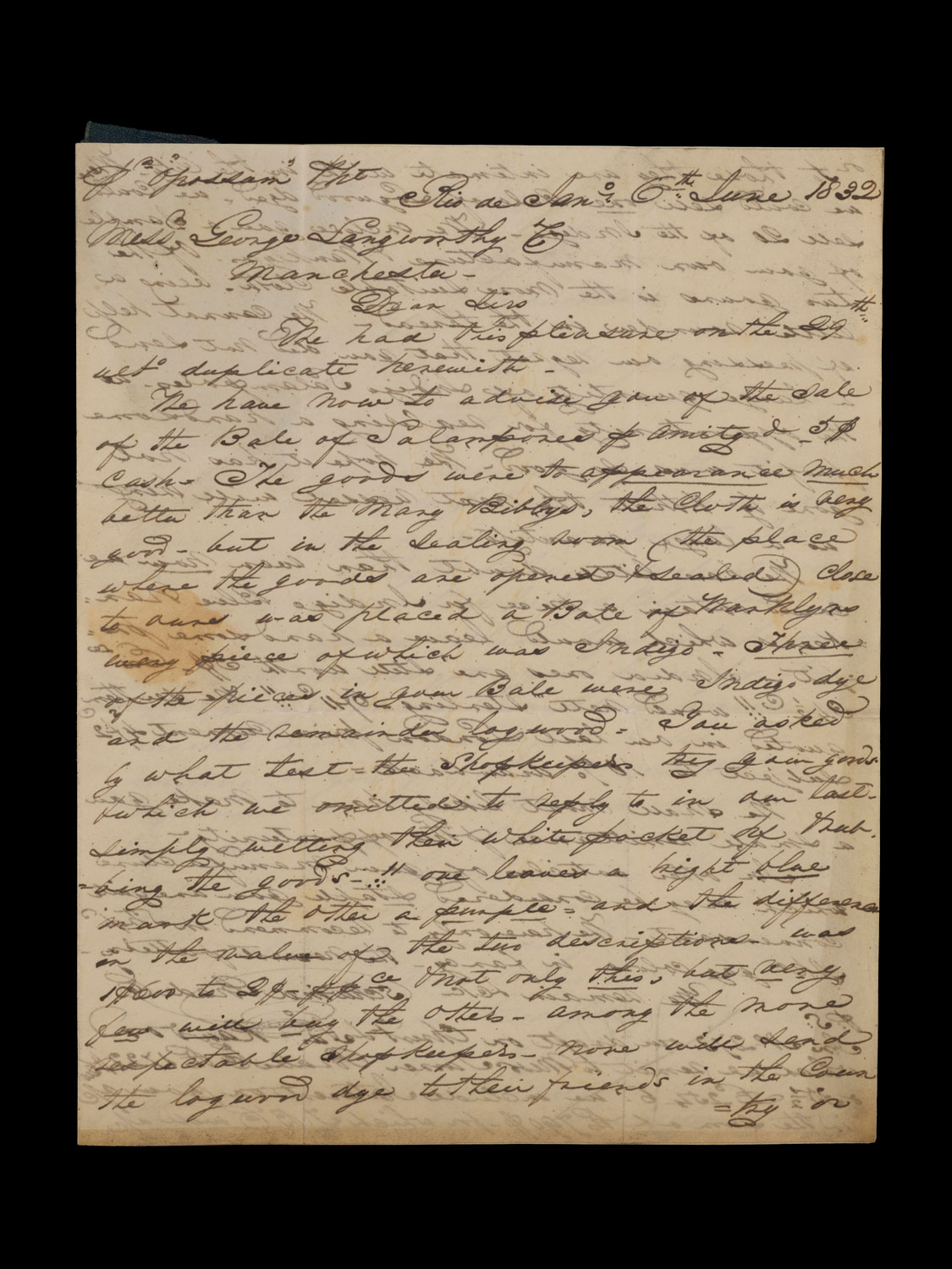 A handwritten letter from the 1830s.