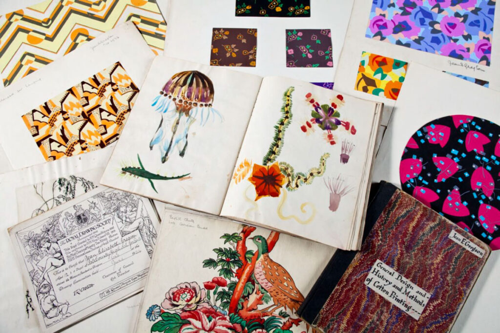 A selection of illustrations in notebooks