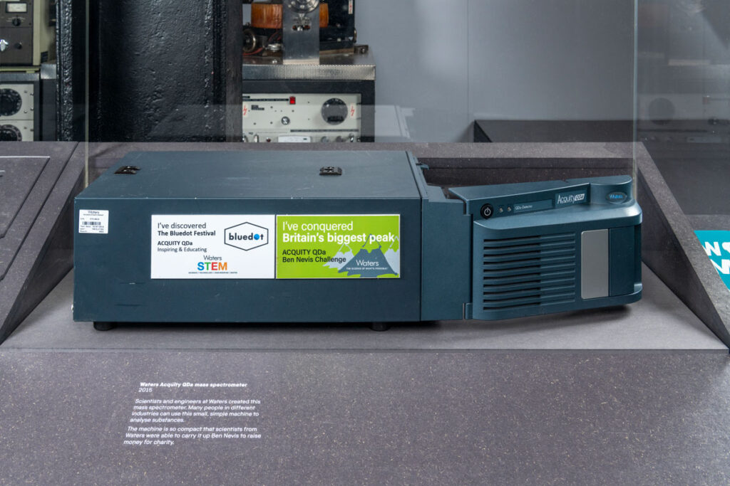 A mass spectrometer on display in a museum