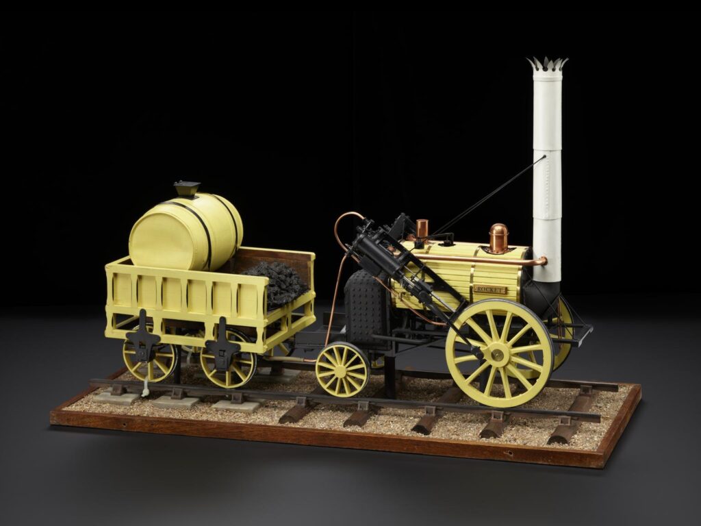 A scale model of Stephenson's rocket, an early steam locomotive