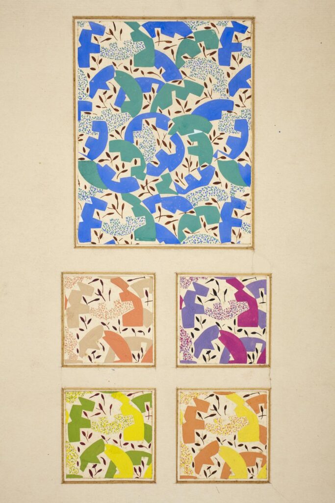 5 similar textiles patterns in different colours